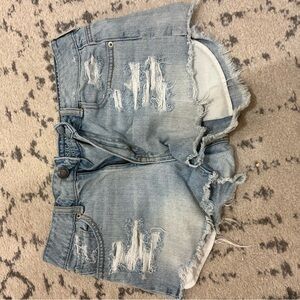 American Eagle Outfitters Light Blue Distressed Jean Shorts